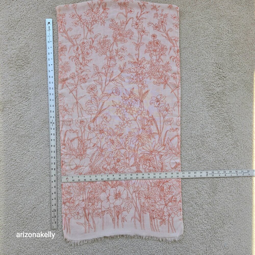 Vintage Echo Oblong Scarf Floral Outline 70's Vibes - Picture 6 of 10